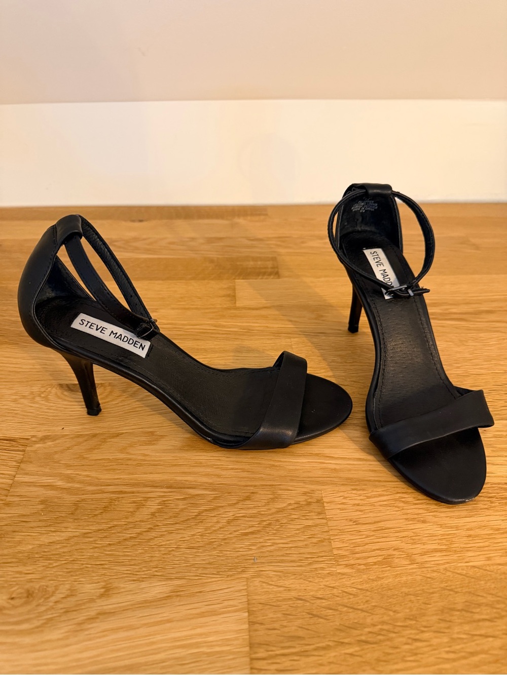 Steve Madden Black Strappy Open-Toe Heels